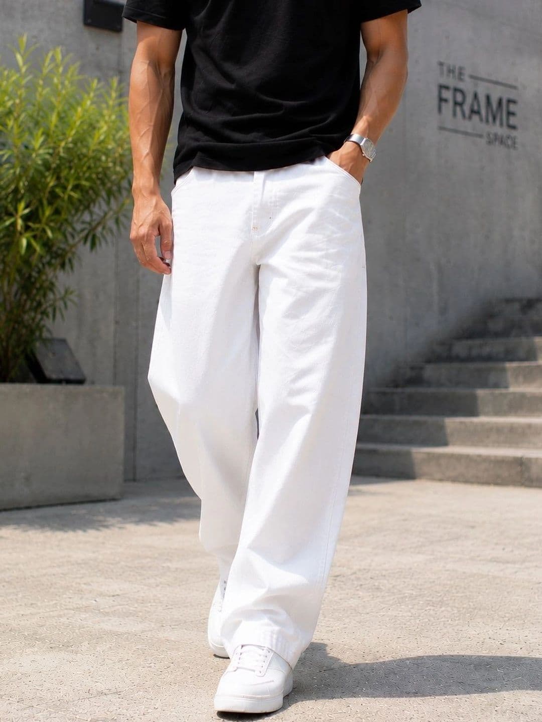 MARK VIEW Men Wide Leg Mid-Rise Stretchable Jeans - view 1