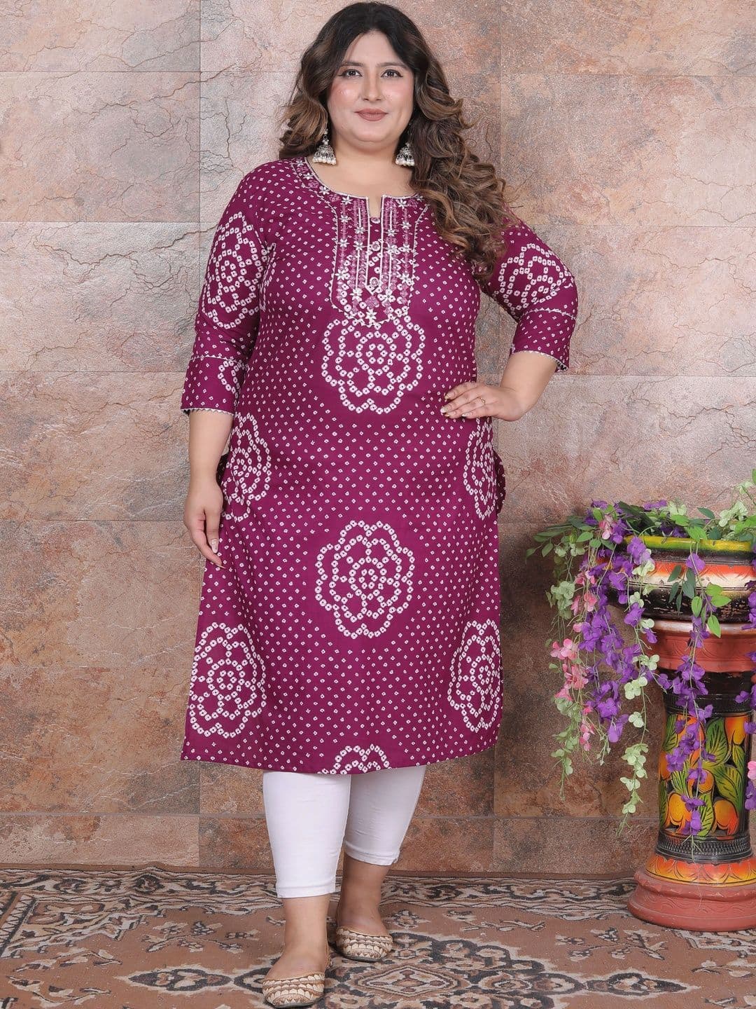 Sztori Women Bandhani Printed Thread Work Kurta - view 1