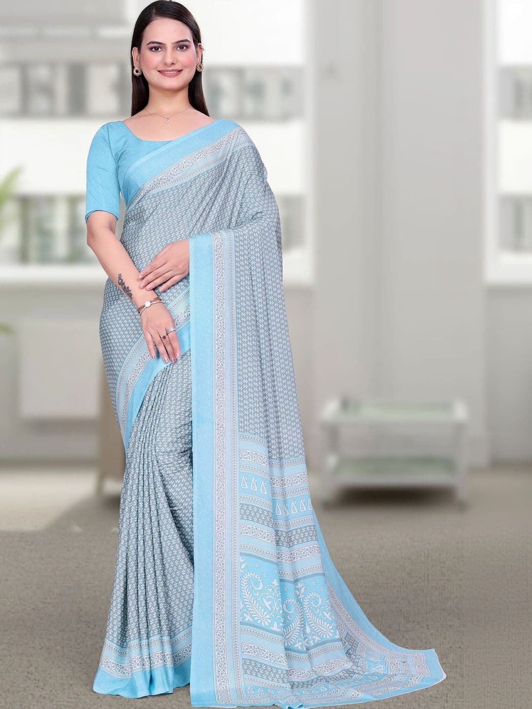 DIVASTRI Poly Crepe Designer Saree - view 1