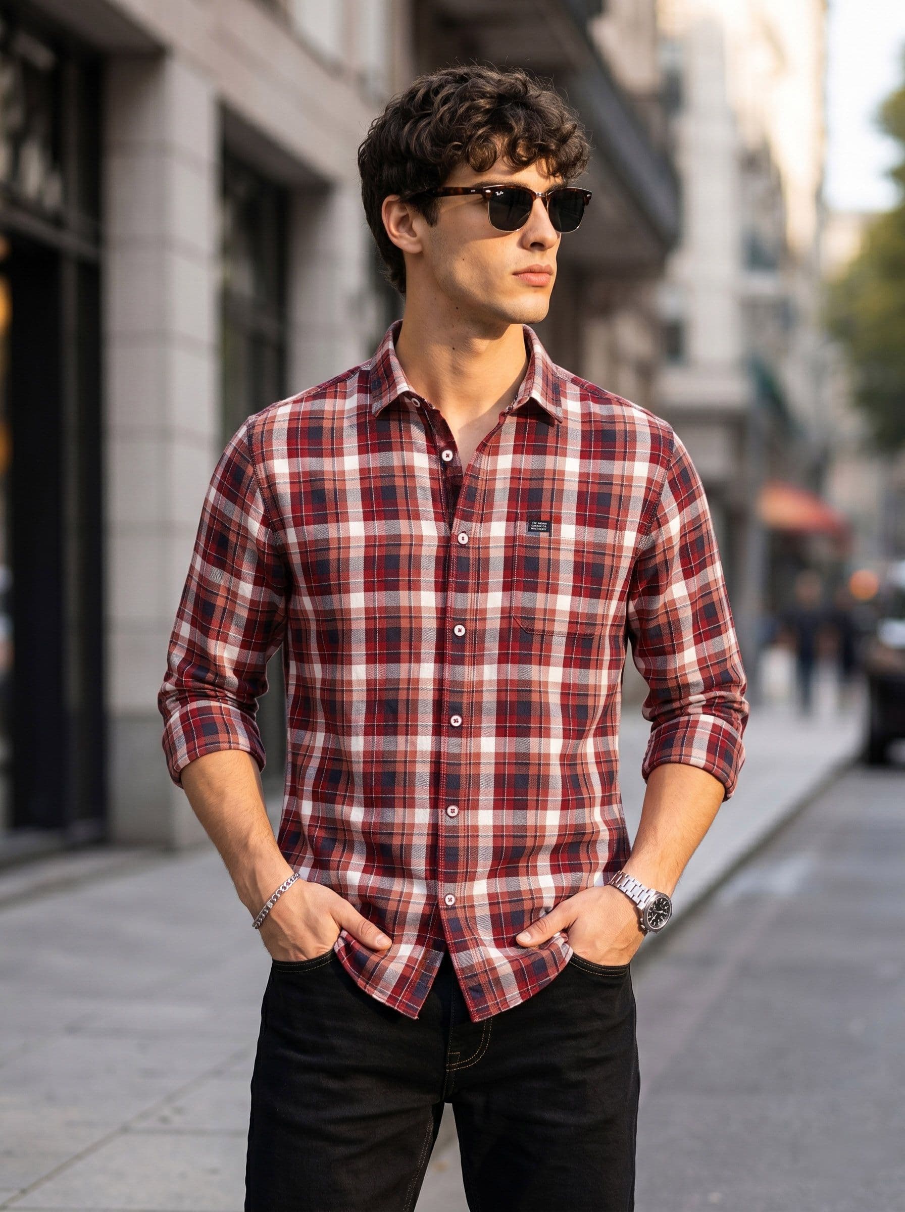The Indian Garage Co Men Slim Fit Cotton Checked Casual Shirt - view 1