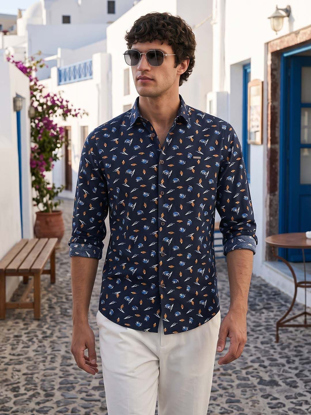 The Indian Garage Co Men Black Slim Fit Printed Casual Shirt - view 1