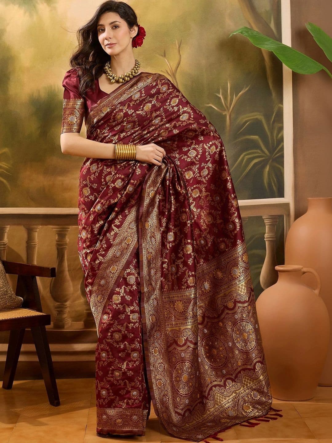Maroosh Woven Design Zari Silk Blend Designer Banarasi Saree - view 1