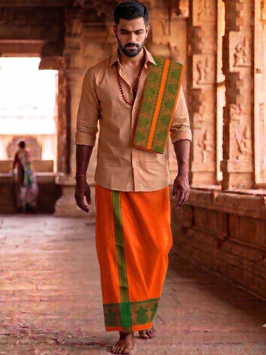 Hornbill Enterprises Men Embroidered Cotton Dhoti Dhotis - view 1