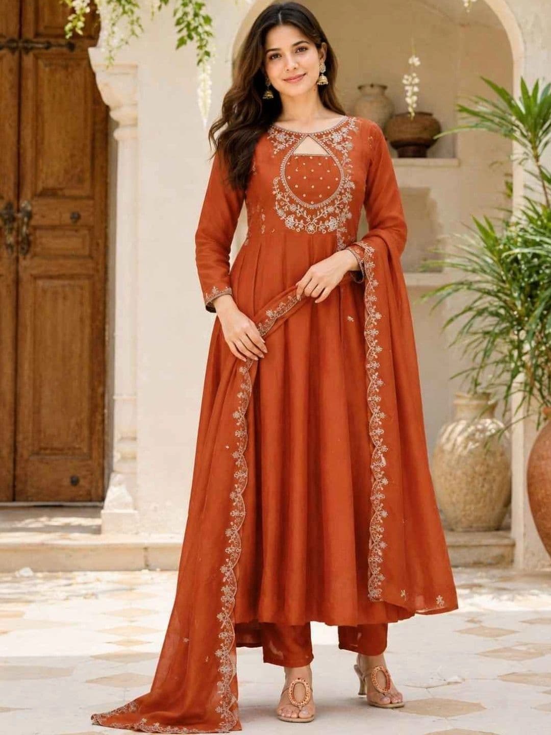 SZN Women Ethnic Motifs Embroidered Regular Thread Work Kurta with Trousers & With Dupatta - view 1