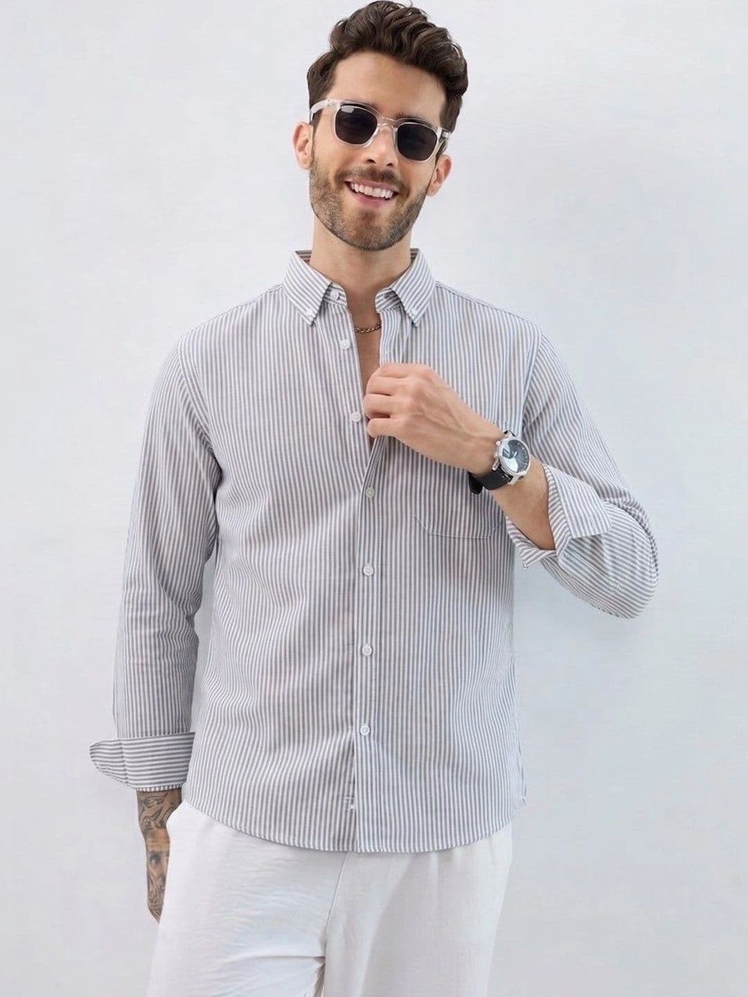 R.Code by The Roadster Life Co. Men Standard Striped Casual Shirt - view 1