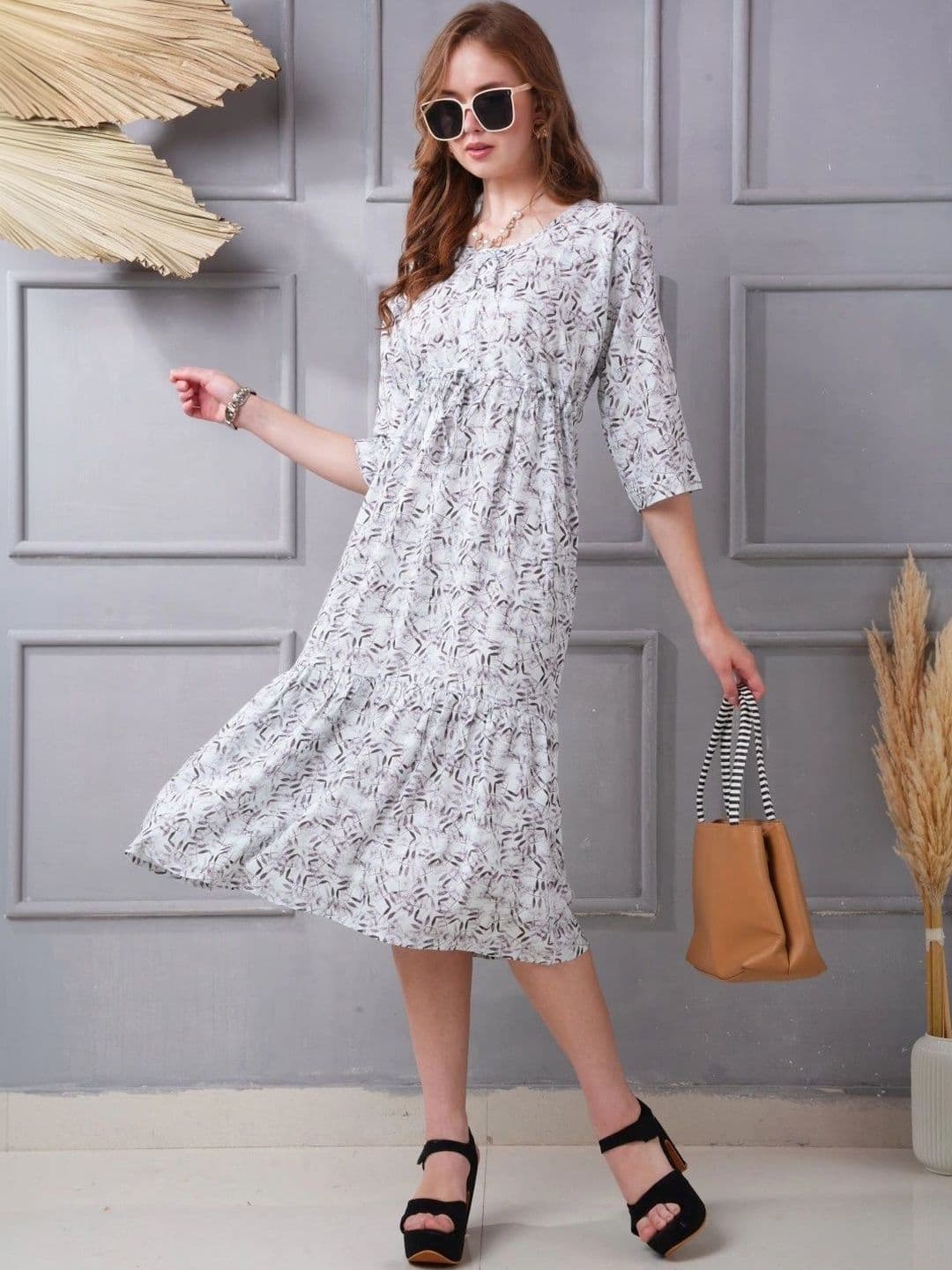Minelli Print A-Line Midi Dress - view 1