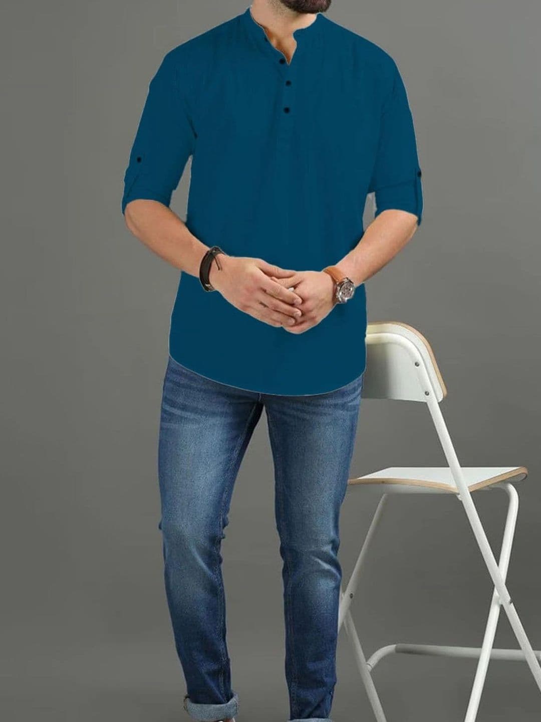 BLUE ROBED Men Kurta - view 1