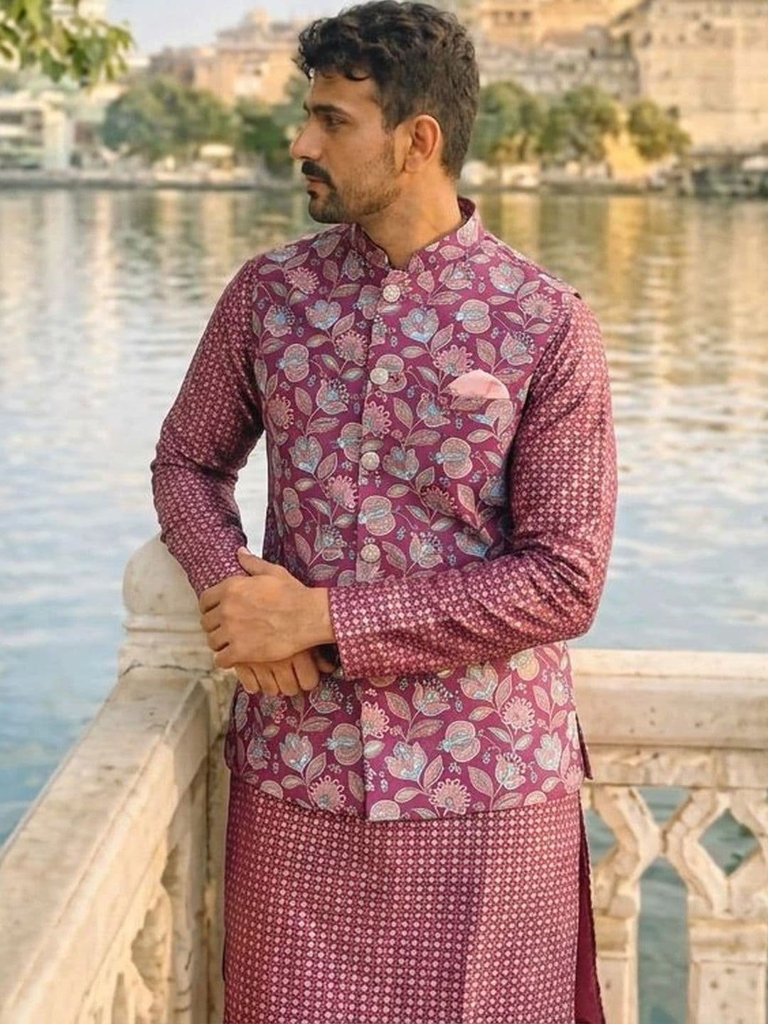 KISAH Printed Woven Design Nehru Jackets - view 1