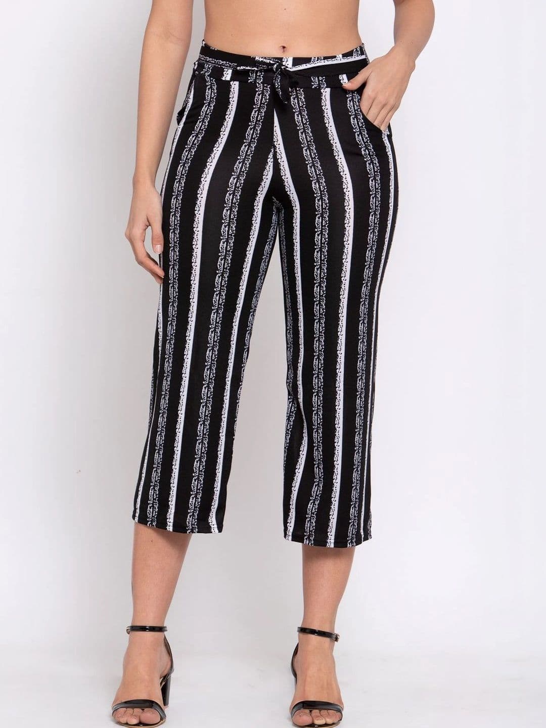 Moda Rapido Women 2 Striped Knitted Cropped Palazzos - view 1
