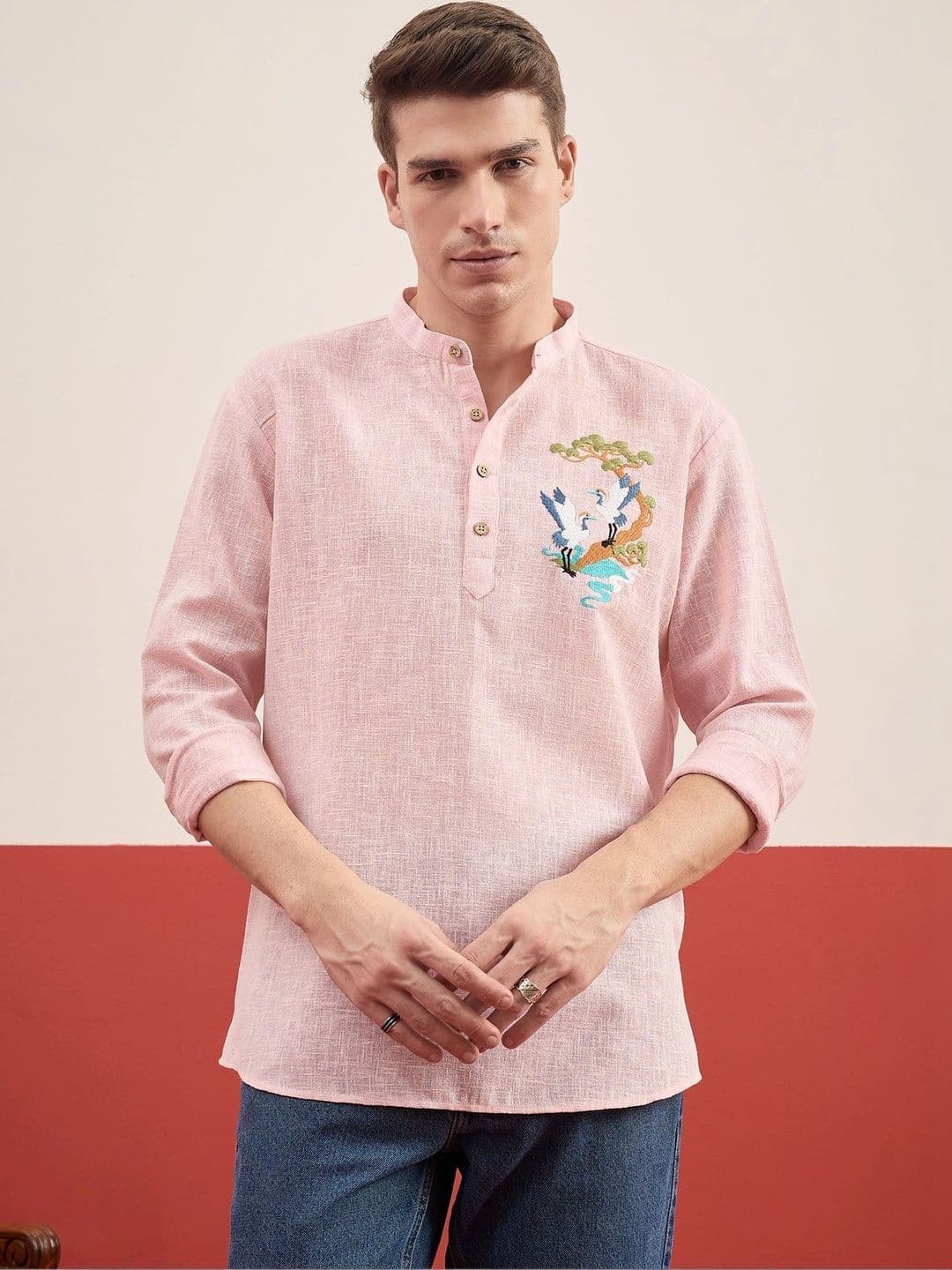 House of Pataudi Men Embroidered Thread Work Kurta - view 1