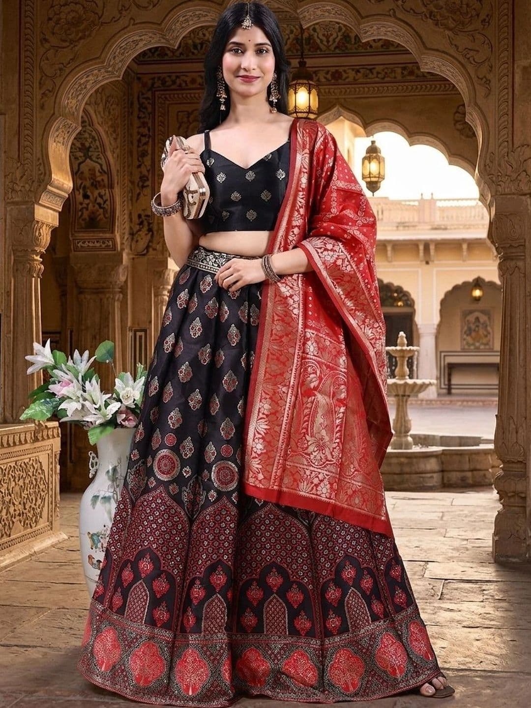 SWAMI STUDIO Semi-Stitched Lehenga & Blouse With Dupatta - view 1