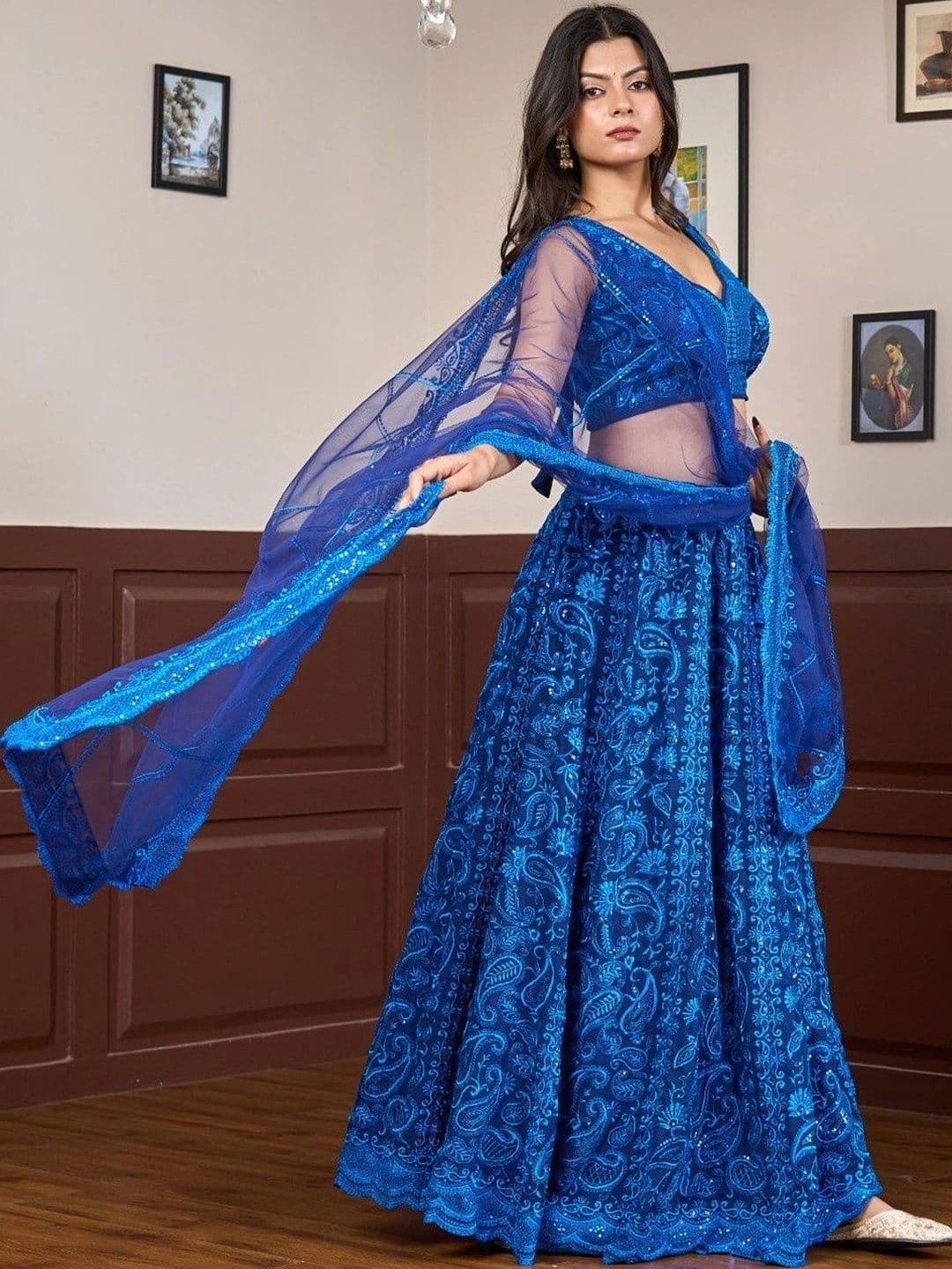 Futra Gabha Embellished Sequinned Ready To Wear Lehenga & Blouse With Dupatta - view 1