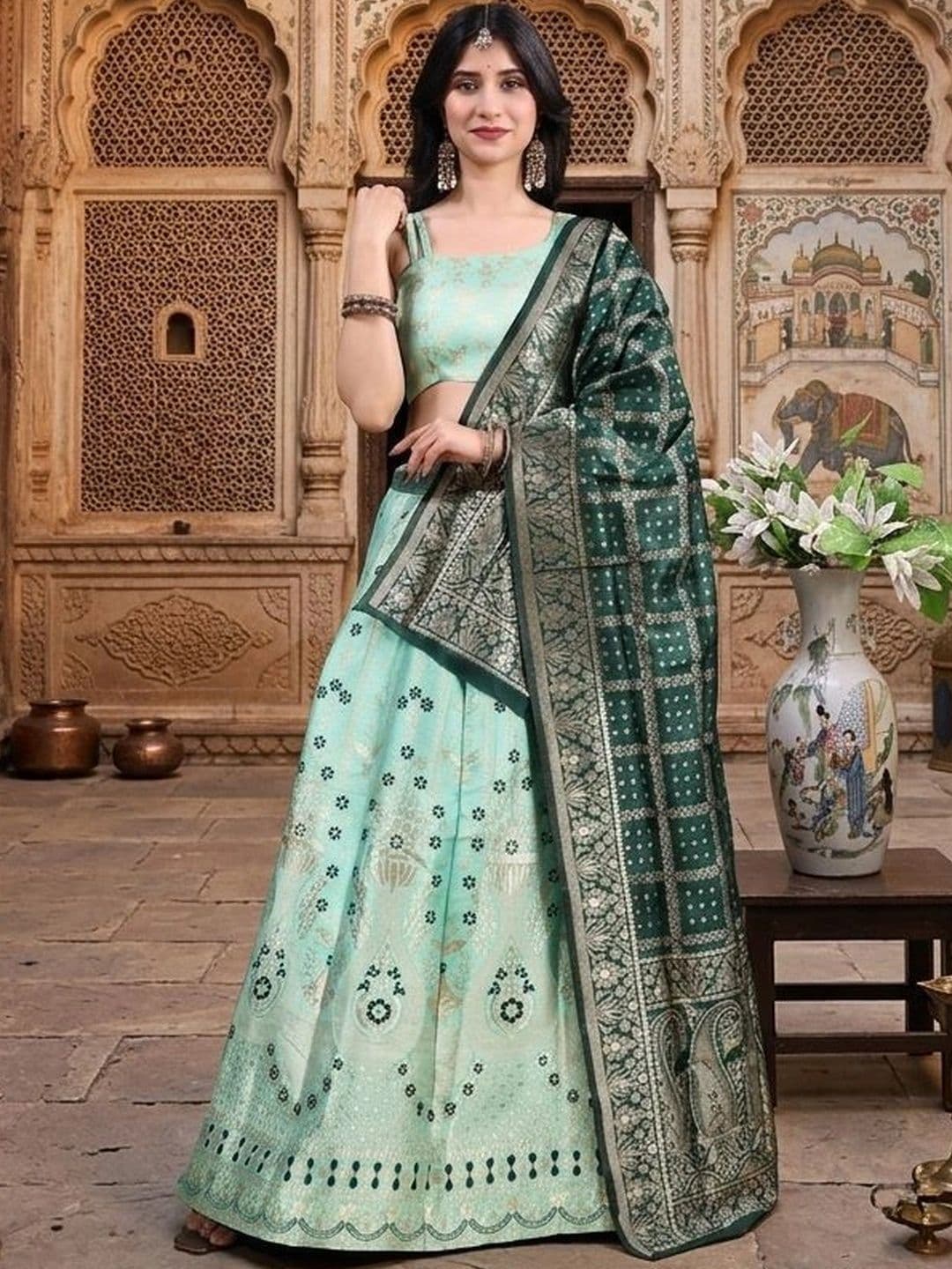 SWAMI STUDIO Semi-Stitched Lehenga & Blouse With Dupatta - view 1