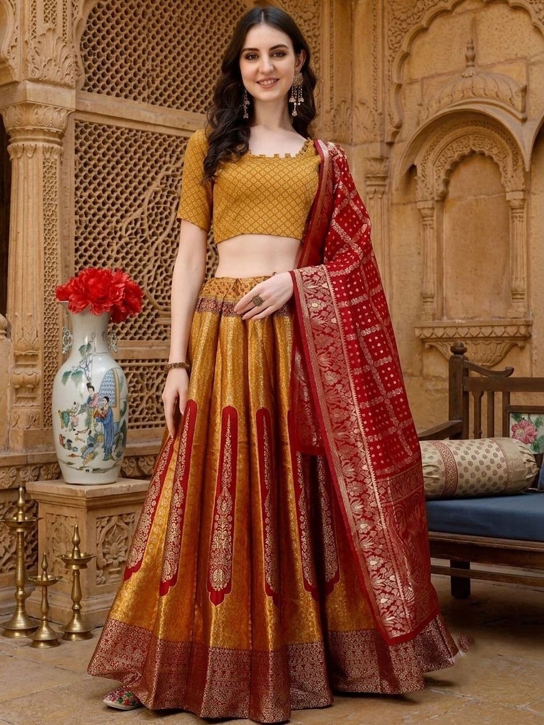 SWAMI STUDIO Semi-Stitched Lehenga & Blouse With Dupatta - view 1
