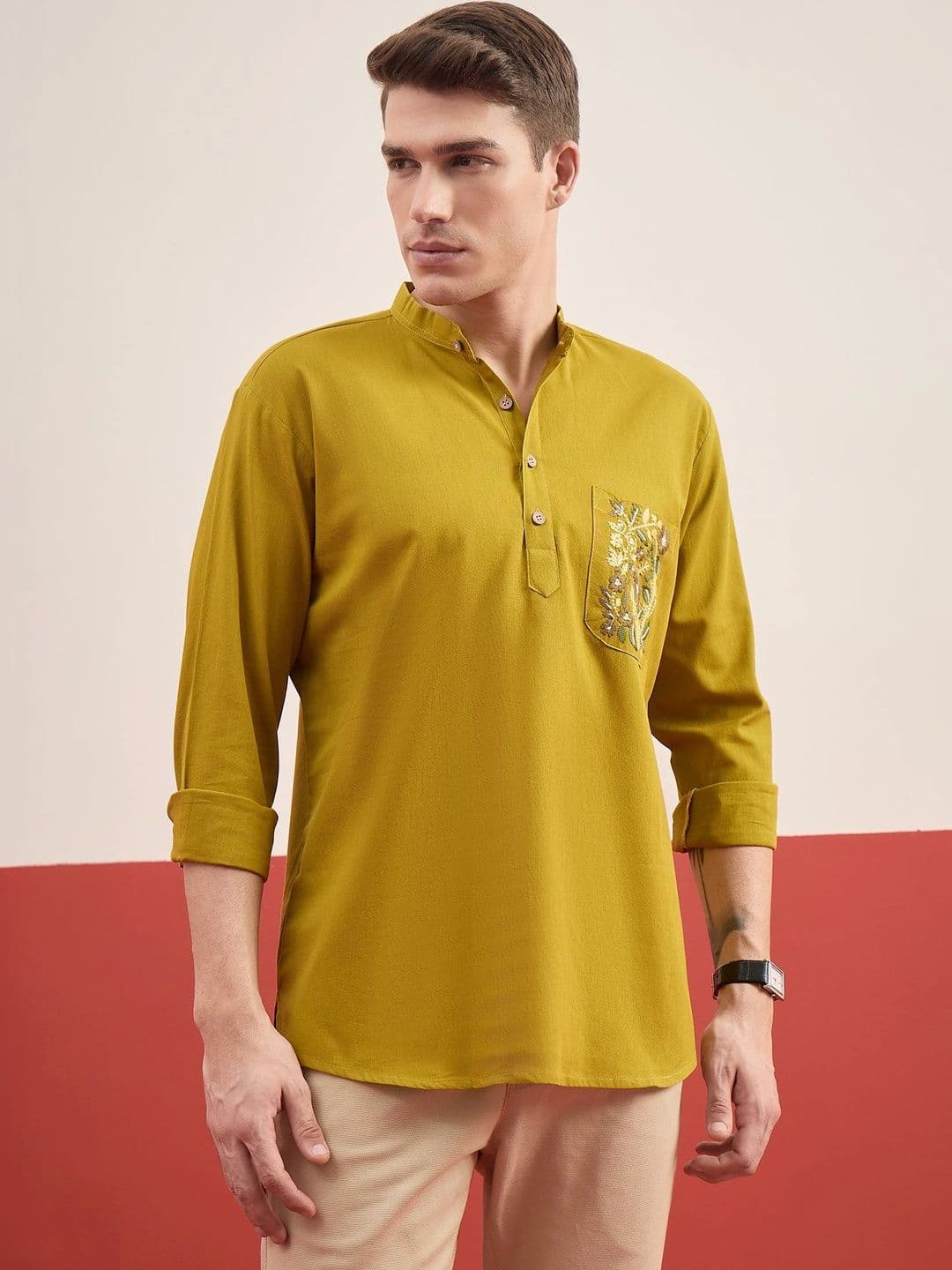 House of Pataudi Men Embroidered Thread Work Kurta - view 1