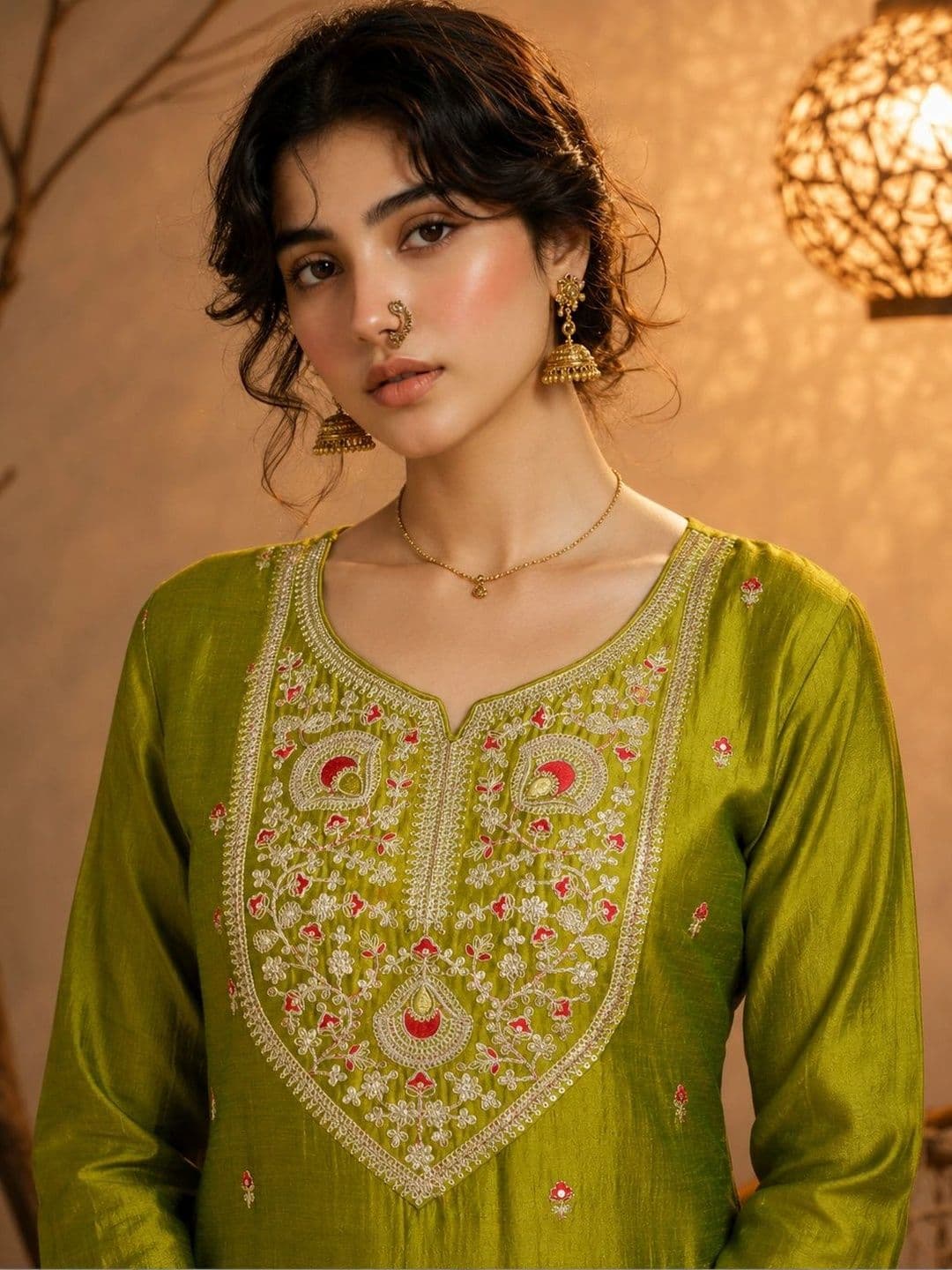 rarethread Women Ethnic Motifs Embroidered Thread Work Kurta - view 1