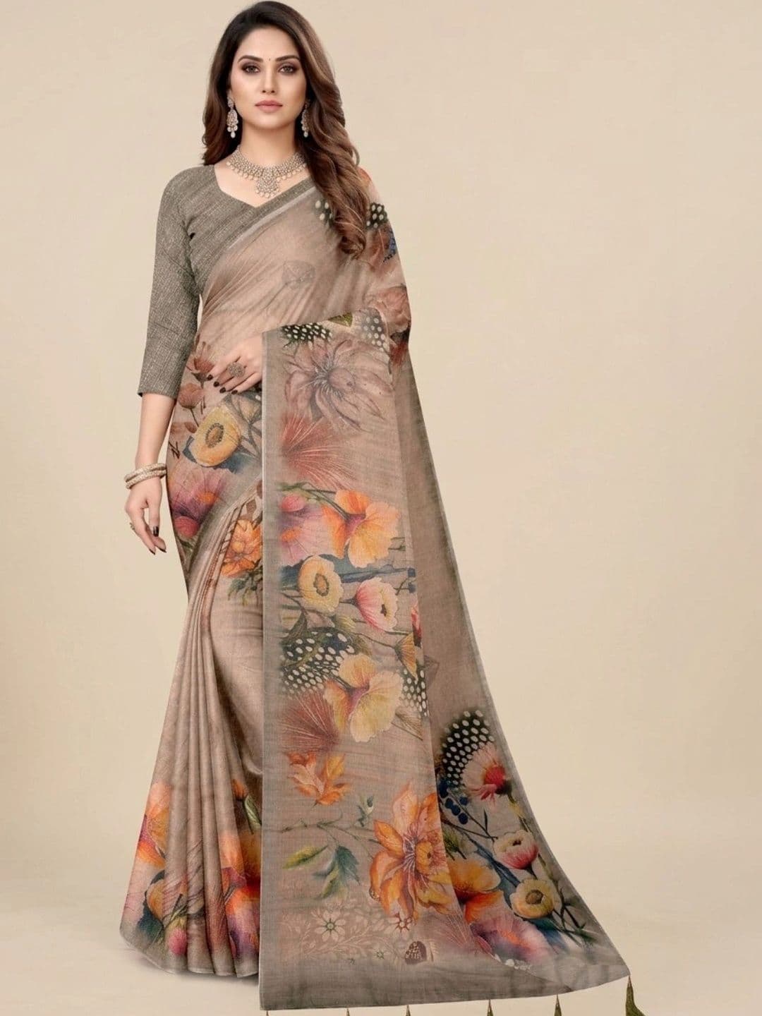 Mitera Floral Tissue Saree - view 1