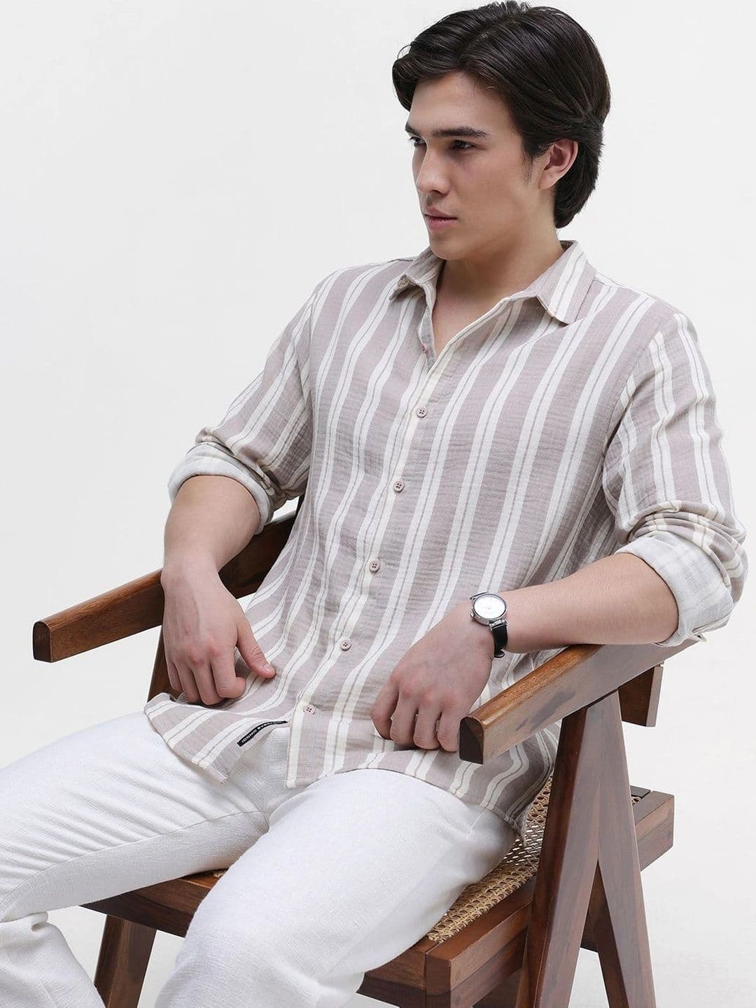 CAHOOT Men's Yarn Dyed Striped Double Cloth Regular Fit Shirt - view 1