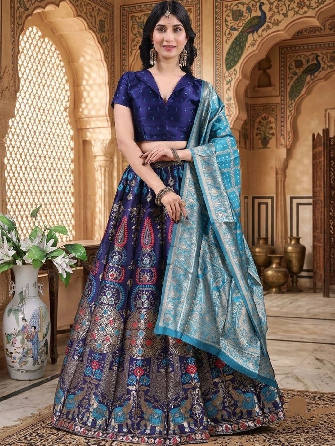 SWAMI STUDIO Semi-Stitched Lehenga & Blouse With Dupatta - view 1