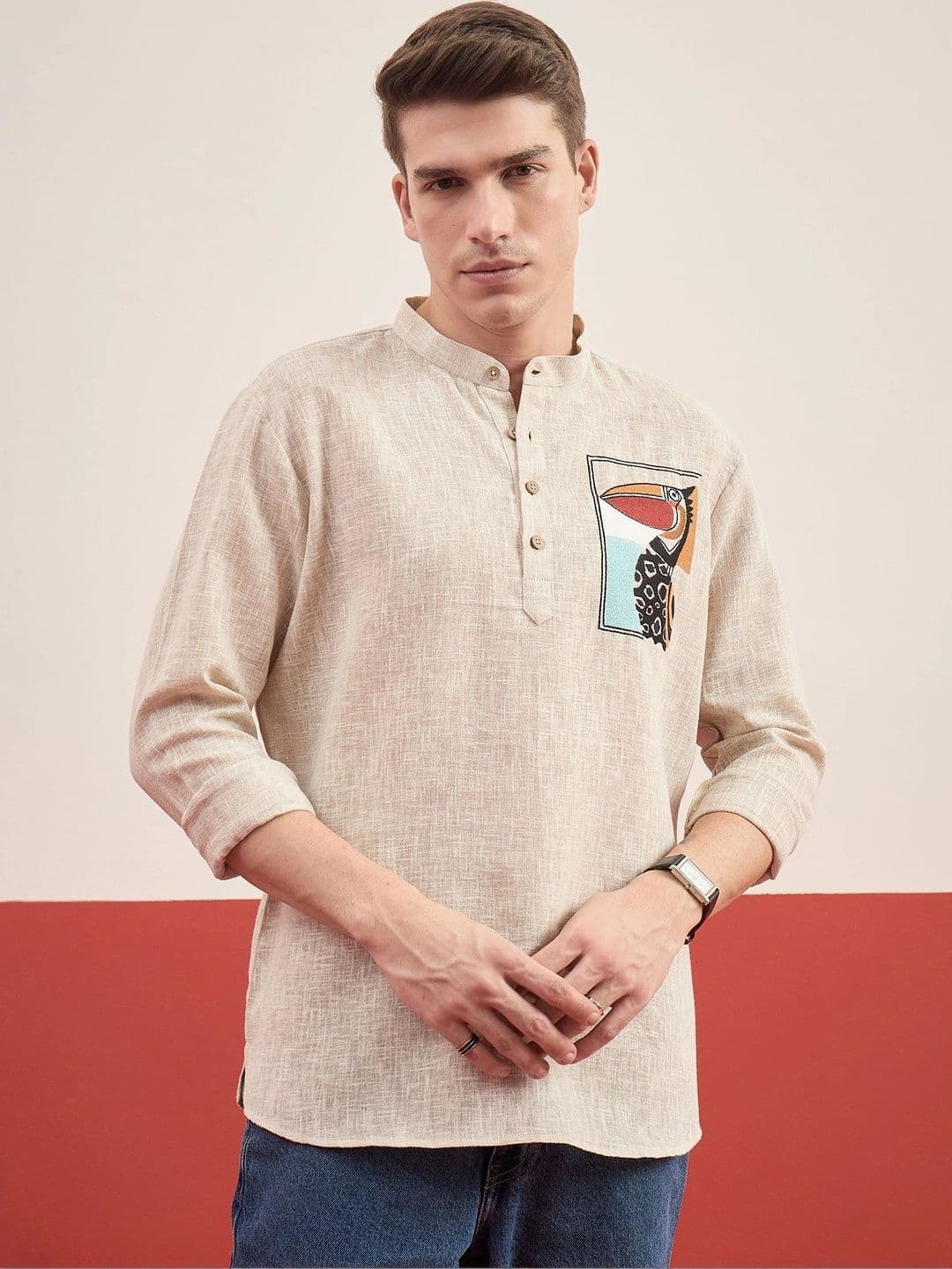 House of Pataudi Men Embroidered Thread Work Kurta - view 1