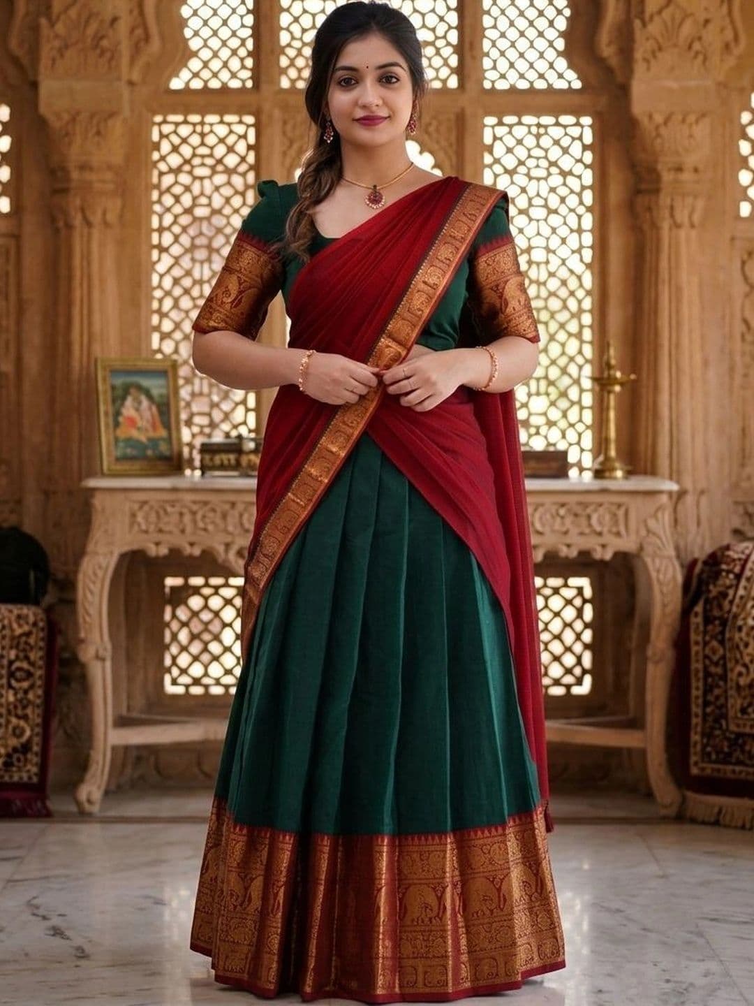 SWAMI STUDIO Semi-Stitched Lehenga & Blouse With Dupatta - view 1