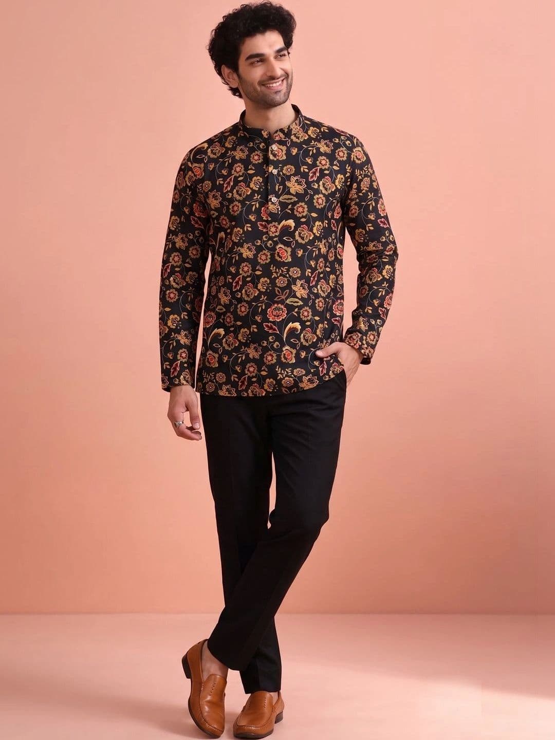 Angasudha Men Floral Printed Floral Kurta - view 1