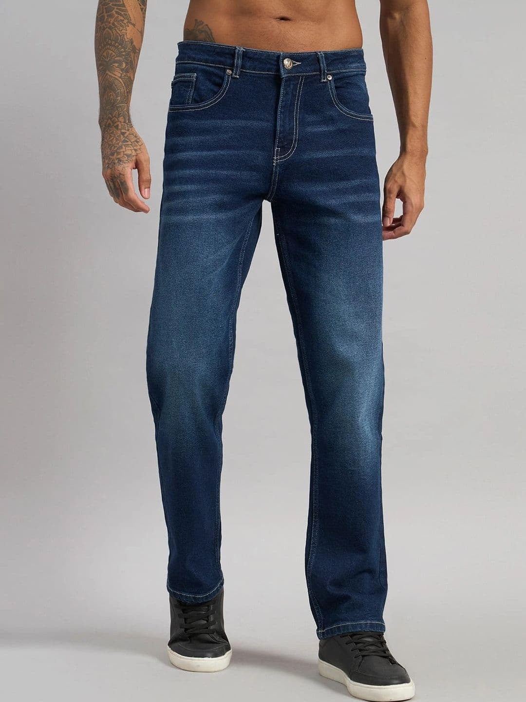 Sand Dunes Men Straight Motion Man Straight Fit Mid-Rise Light Fade Acid Wash Stretchable Jeans - view 1