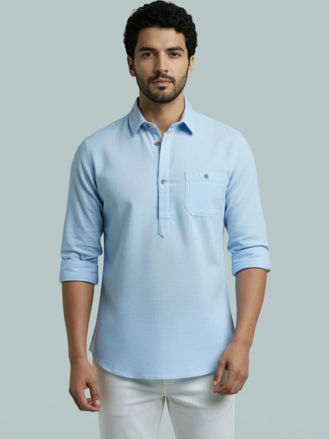 BLUE ROBED Men Kurta - view 1