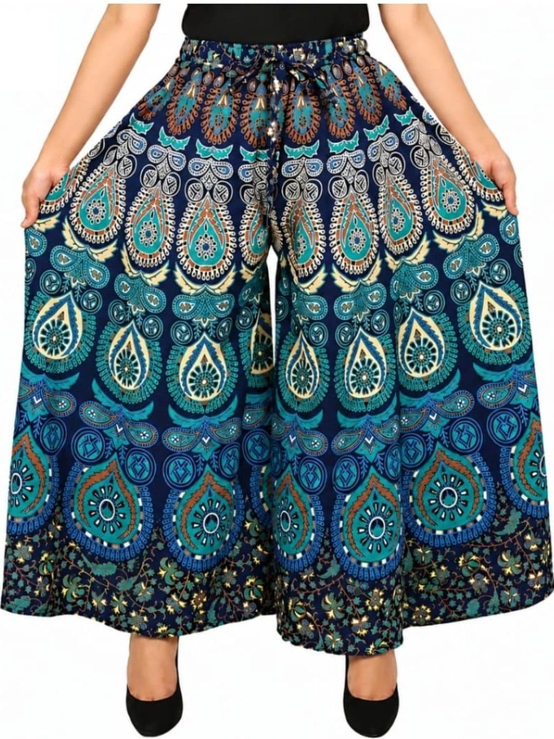 OUTER WEAR AYAM EXPORTS Women Ethnic Motifs Printed Knitted Ethnic Palazzos - view 1