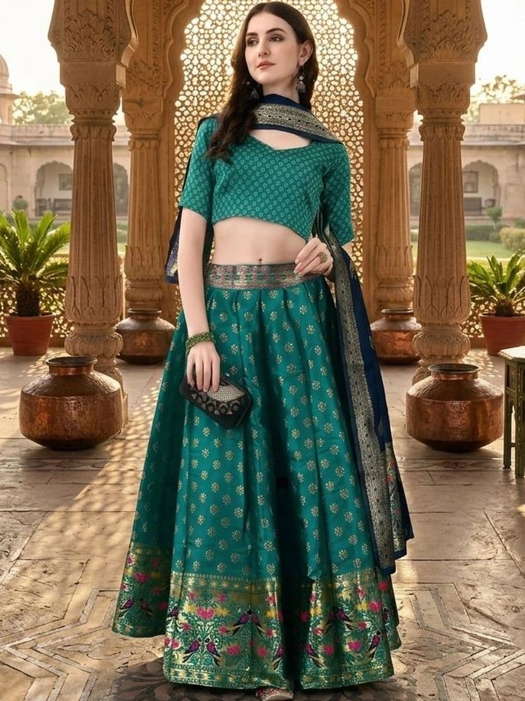 SWAMI STUDIO Semi-Stitched Lehenga & Blouse With Dupatta - view 1