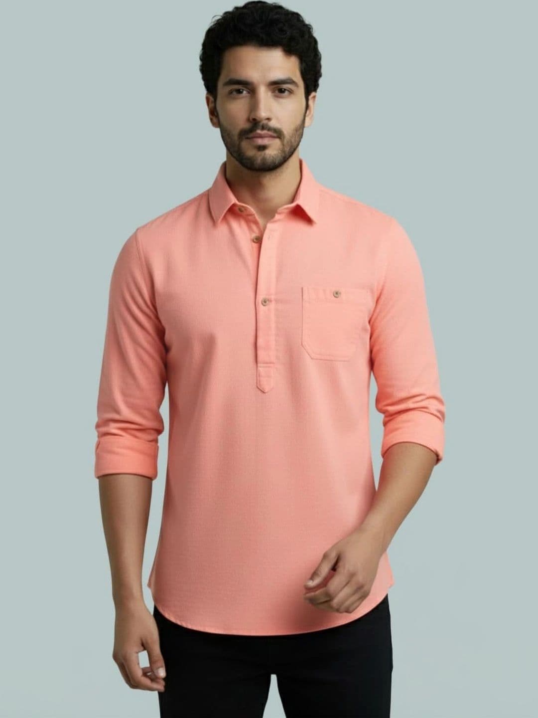 BLUE ROBED Men Kurta - view 1