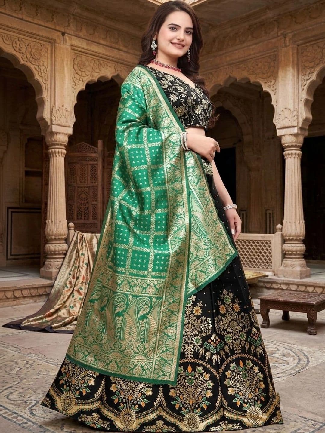 SWAMI STUDIO Semi-Stitched Lehenga & Blouse With Dupatta - view 1