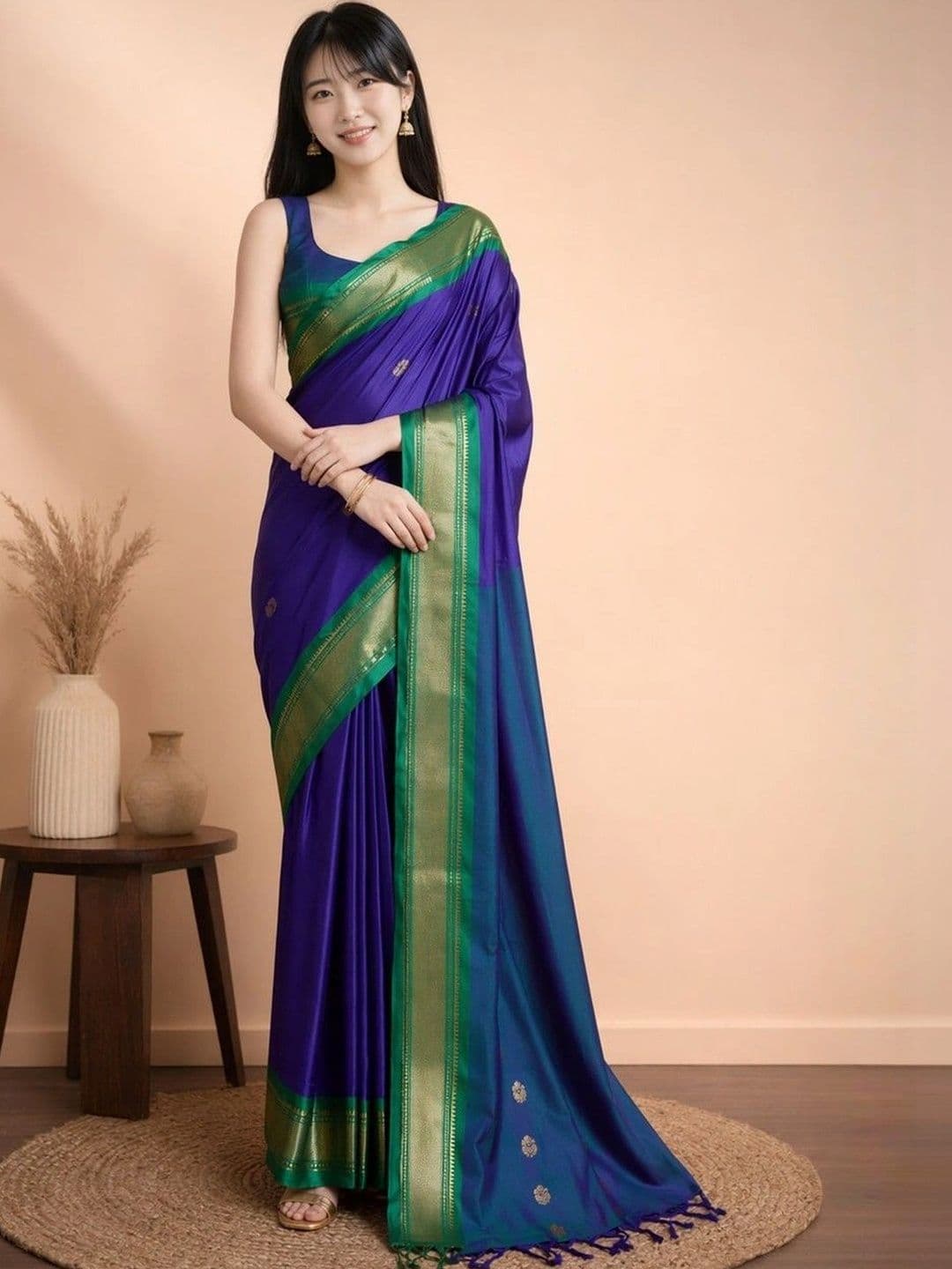 HERE&NOW Woven Design Pure Cotton Kanjeevaram Saree - view 1