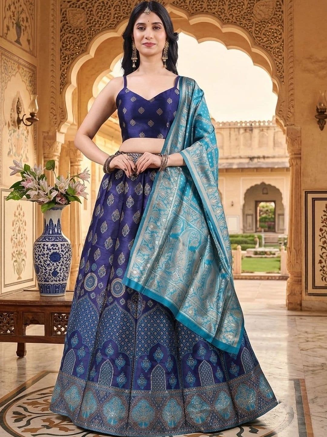 SWAMI STUDIO Semi-Stitched Lehenga & Blouse With Dupatta - view 1