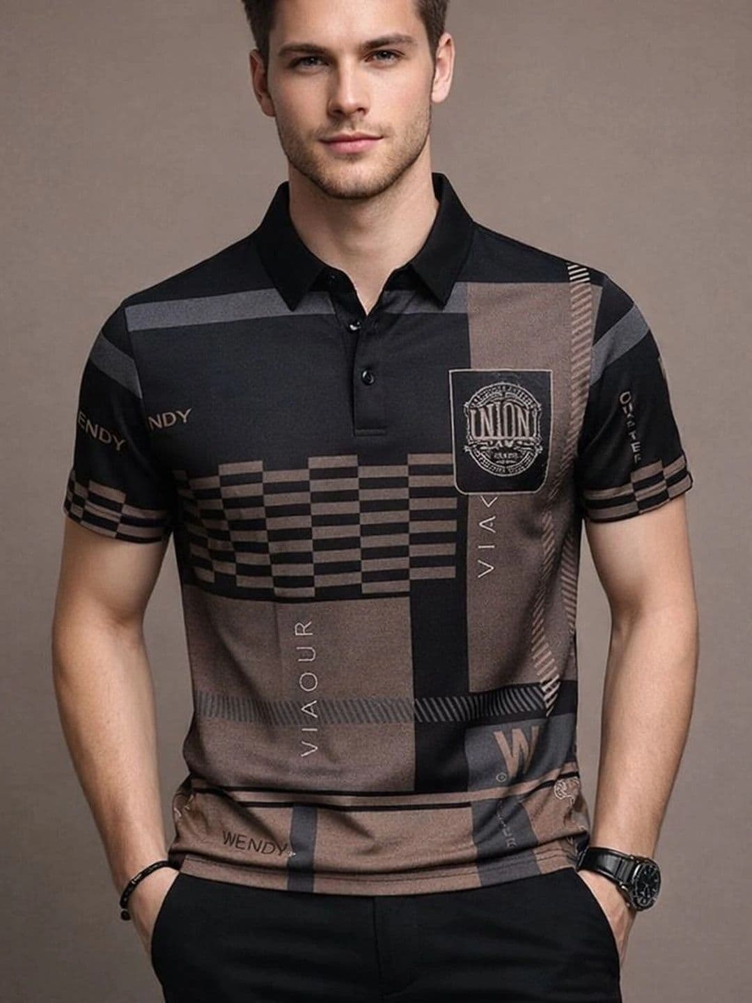 Moda Rapido Men Printed Polo Collar T-shirt - view 1