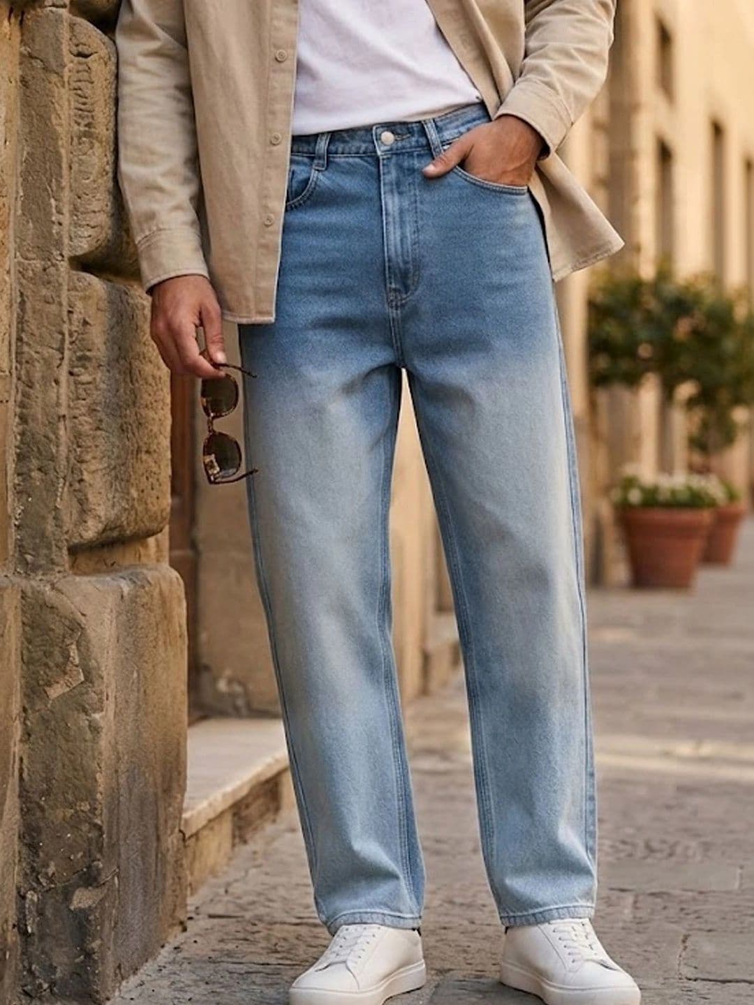 Urbano Fashion Men's Loose Baggy Fit Heavy Washed Faded Denim Jeans Non-Stretchable - view 1