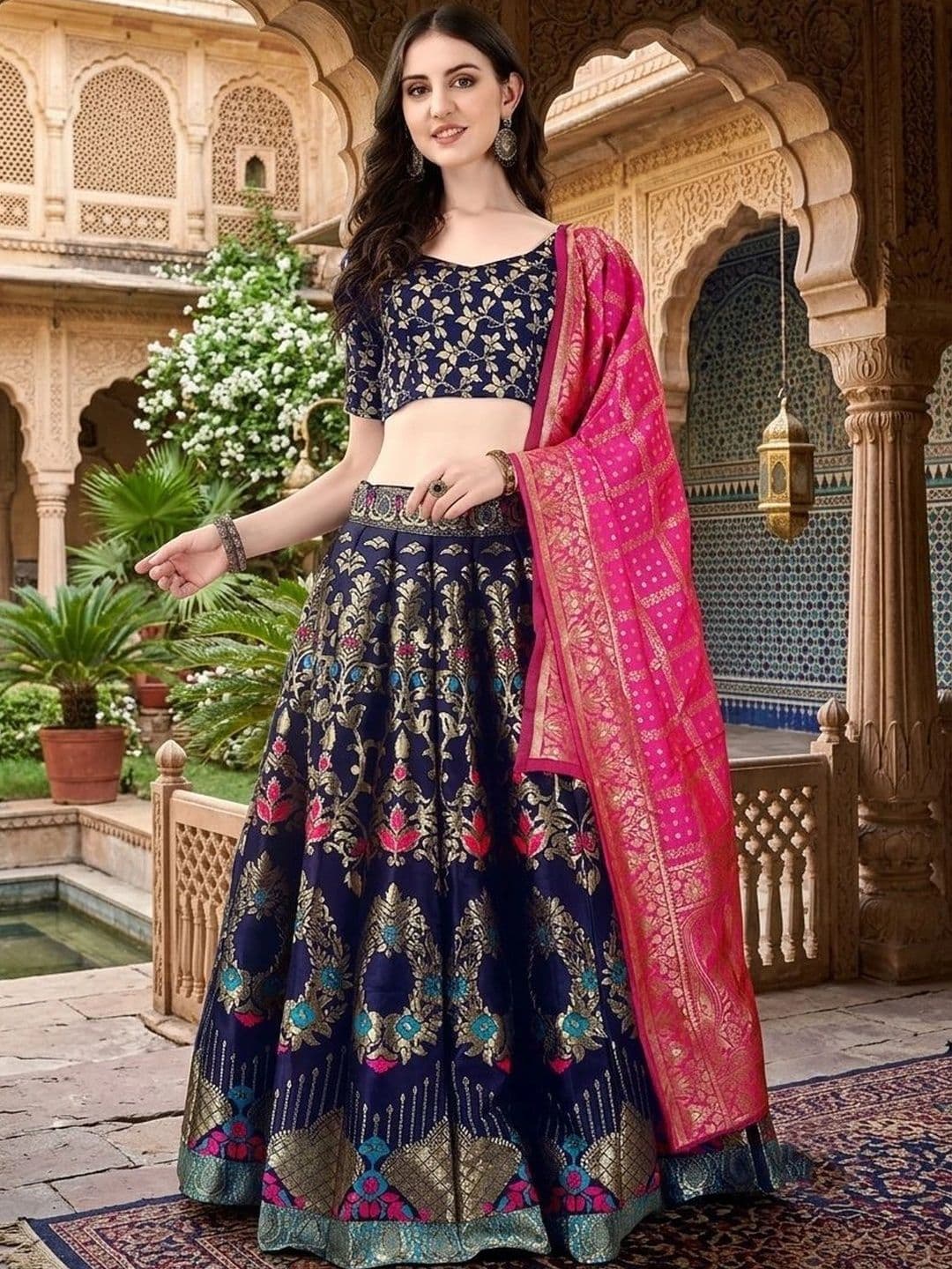 SWAMI STUDIO Semi-Stitched Lehenga & Blouse With Dupatta - view 1
