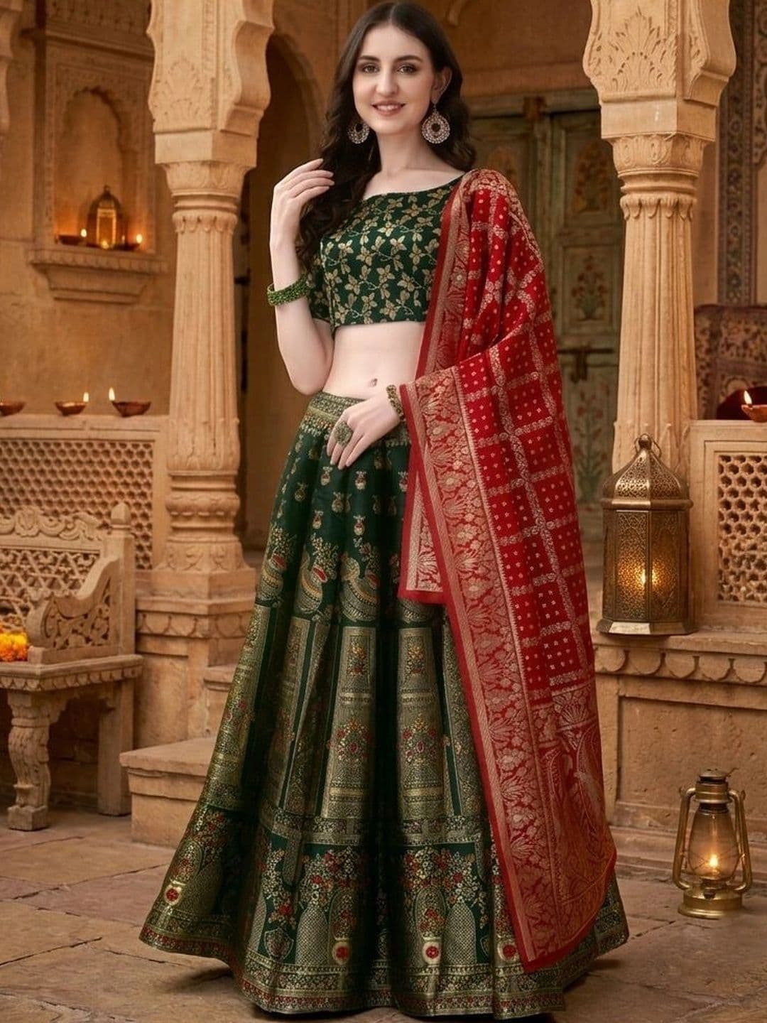 SWAMI STUDIO Semi-Stitched Lehenga & Blouse With Dupatta - view 1