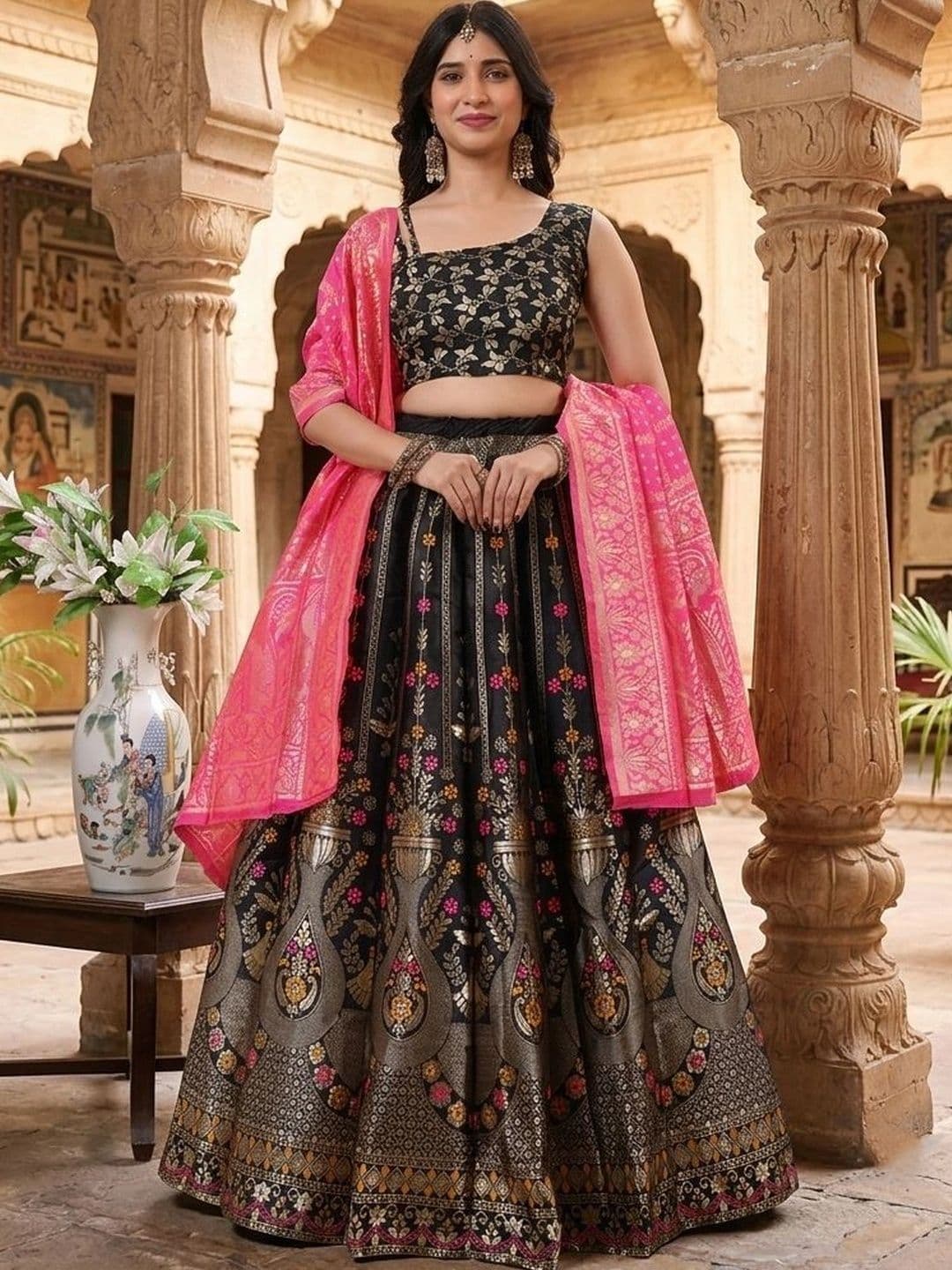 SWAMI STUDIO Semi-Stitched Lehenga & Blouse With Dupatta - view 1