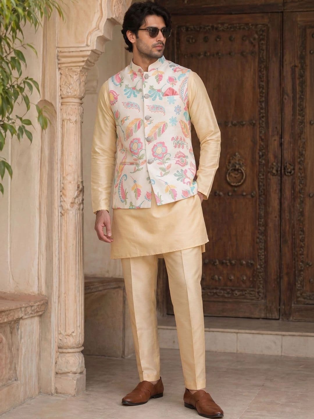 KISAH Printed Woven Design Nehru Jackets - view 1
