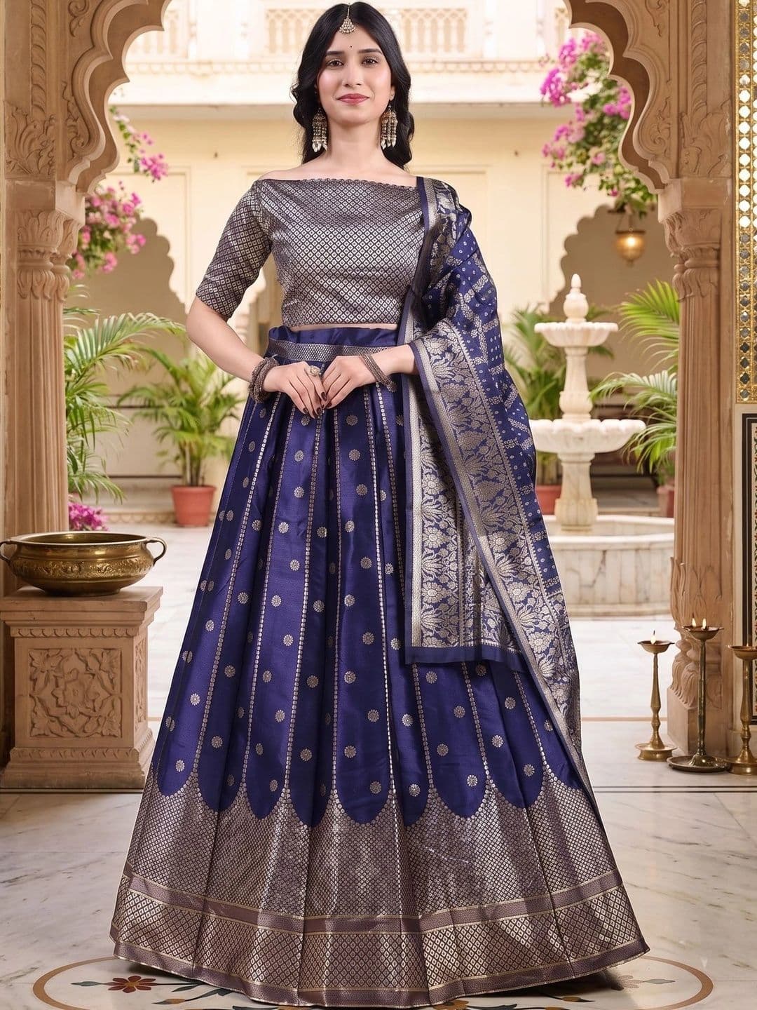 SWAMI STUDIO Semi-Stitched Lehenga & Blouse With Dupatta - view 1
