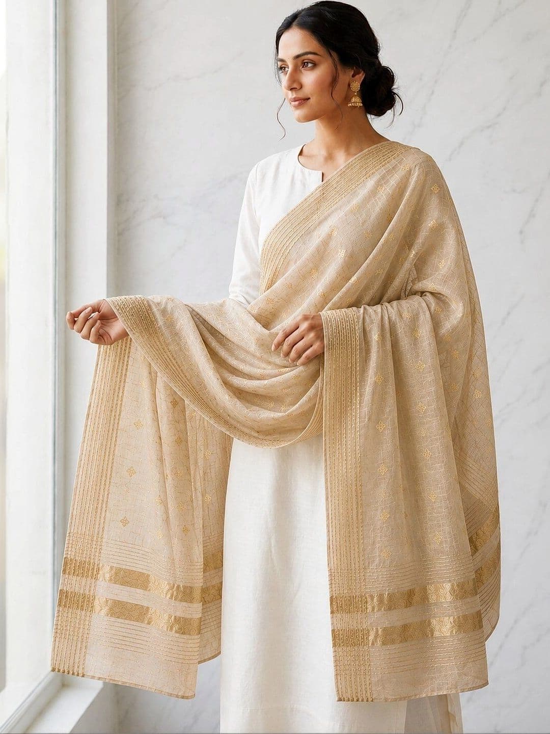 Ground Fashion Ethnic Motifs Woven Design Dupatta with Zari - view 1