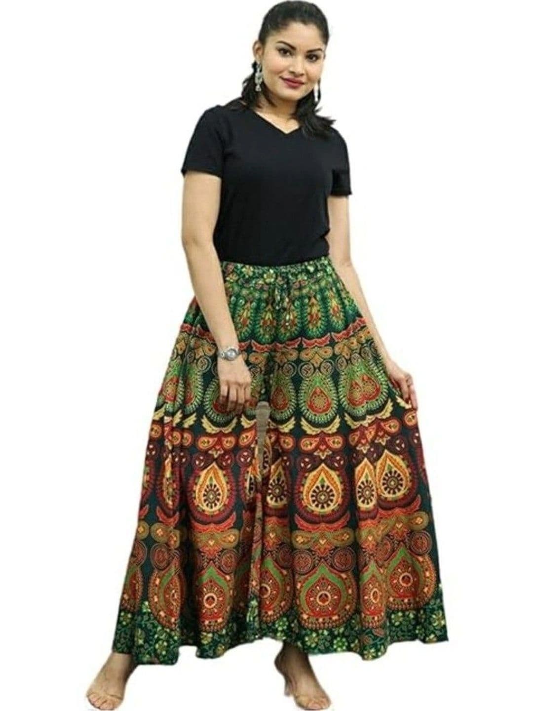 OUTER WEAR AYAM EXPORTS Women Ethnic Motifs Printed Knitted Ethnic Palazzos - view 1