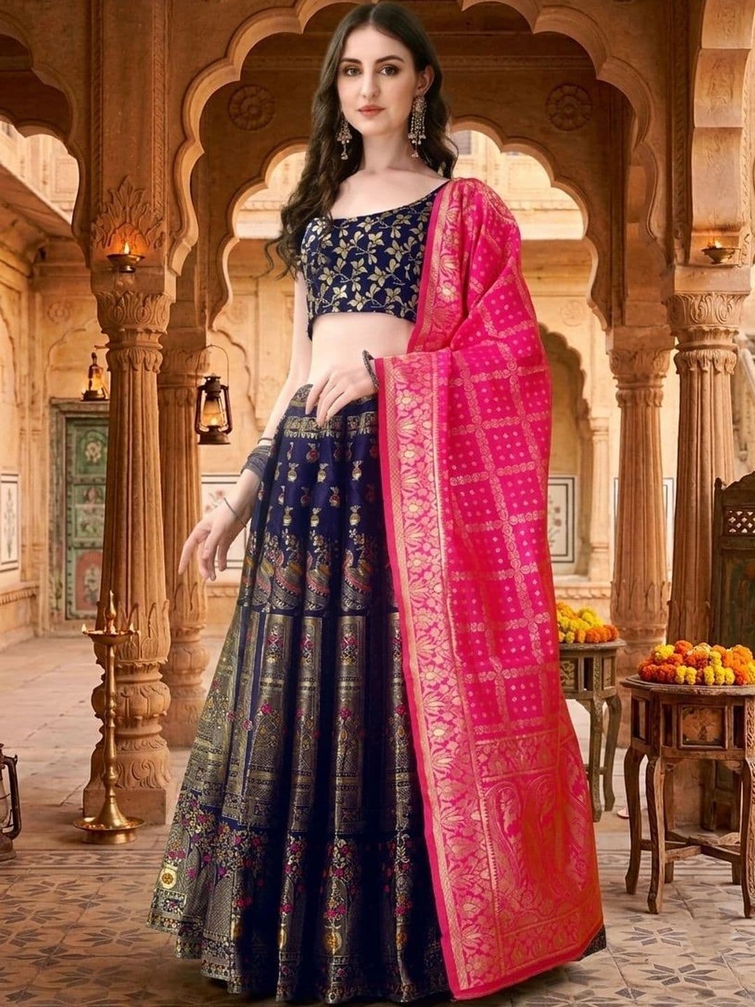 SWAMI STUDIO Semi-Stitched Lehenga & Blouse With Dupatta - view 1