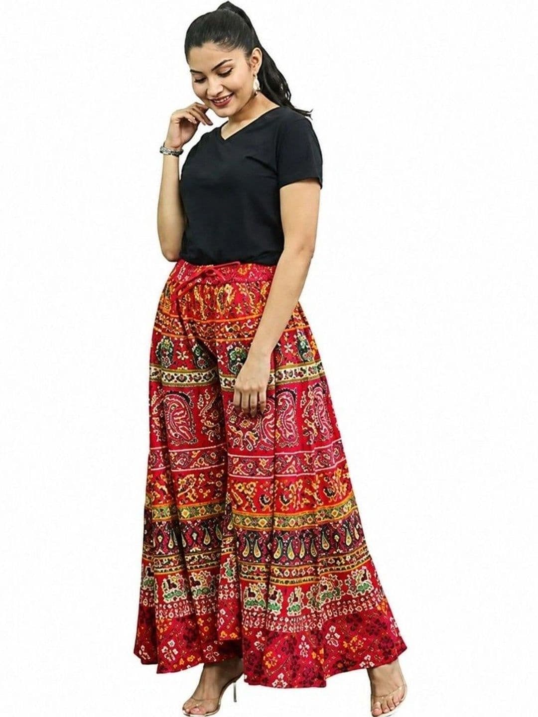 OUTER WEAR AYAM EXPORTS Women Ethnic Motifs Printed Knitted Ethnic Palazzos - view 1