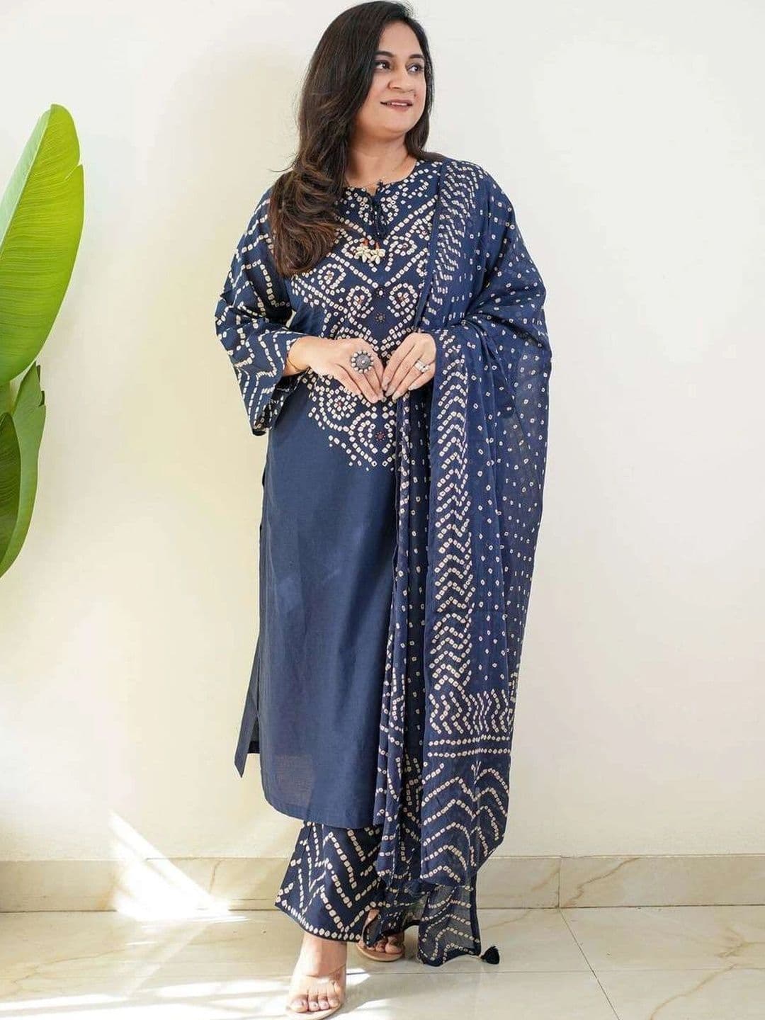 Bna Bnaya Women Ethnic Motifs Printed Regular Pure Cotton Kurta with Palazzos & With Dupatta - view 1