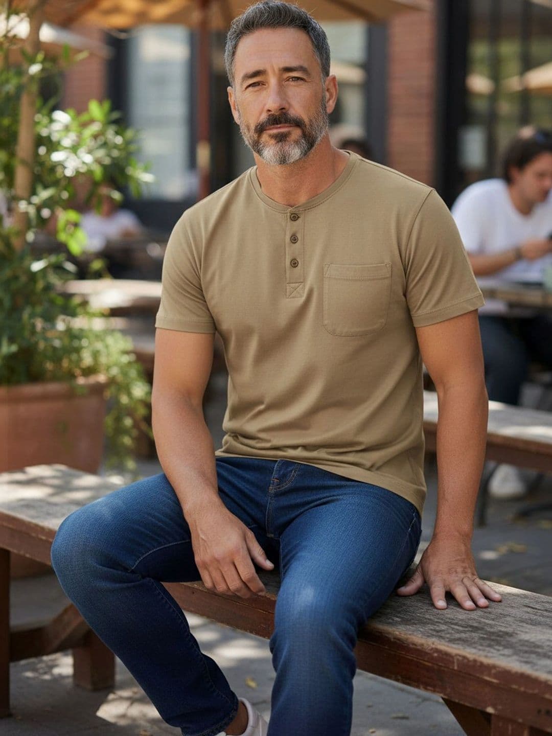 ALARM Men Henley Neck Pockets Slim Fit T-shirt - view 1