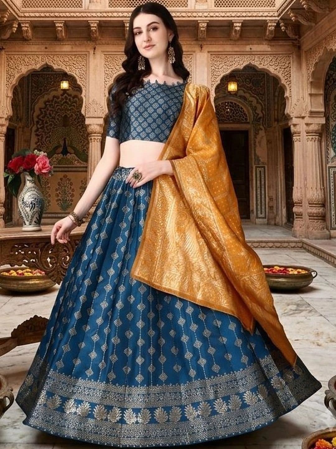 SWAMI STUDIO Semi-Stitched Lehenga & Blouse With Dupatta - view 1