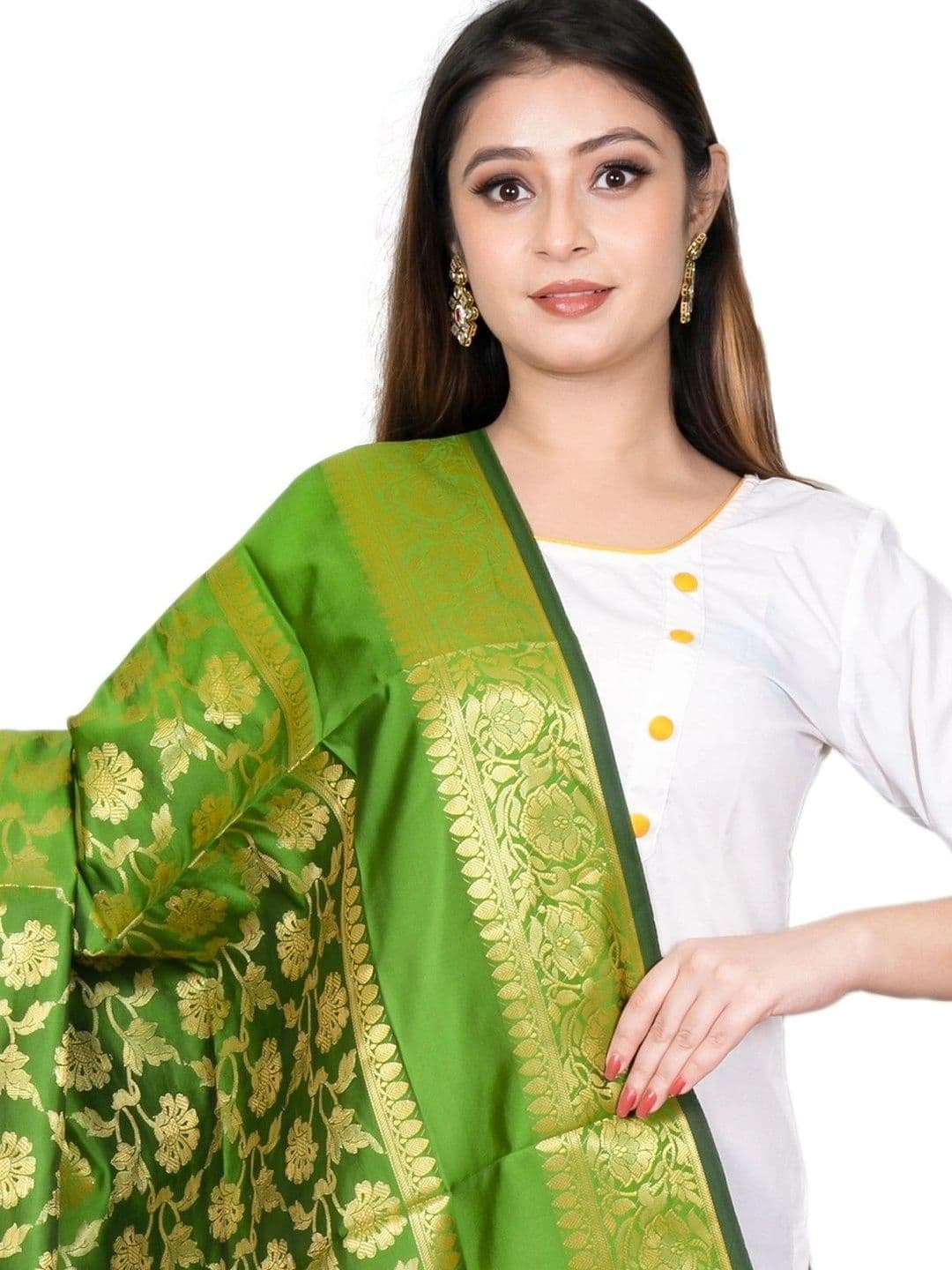 The SDF India Woven Design Art Silk Dupatta with Zari - view 1