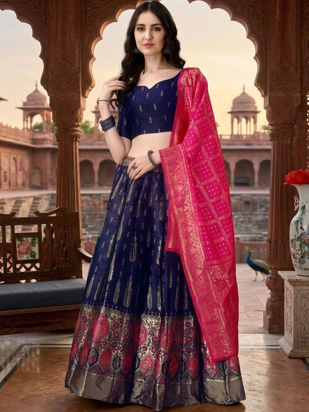 SWAMI STUDIO Semi-Stitched Lehenga & Blouse With Dupatta - view 1